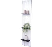 Étagère murale HWC-C92, panneau mural Étagère en bois, 3 niveaux 150x33x13cm bois massif vintage ~ blanc/gris foncé shabby