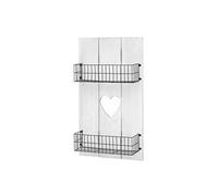 Étagère murale HWC-D42, panneau mural, étagère avec petits paniers, blanc, shabby, bois massif 70x40x10cm