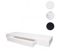 Étagère murale HWC-H37 - Blanc - Bois massif - Tiroir - 8x80x25cm
