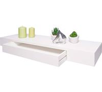 Etagère murale HWC-H37, étagère flottante étagère murale étagère suspendue, tiroir bois massif 8x80x25cm ~ blanc