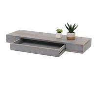 Étagère murale HWC-H37 Tiroir Bois massif 8x80x25cm gris, shabby