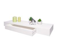 Étagère murale HWC-H37, étagère suspendue, tiroir, en bois massif 8x80x25cm blanc