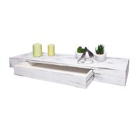 Étagère murale HWC-H37, étagère suspendue, tiroir, en bois massif 8x80x25cm - blanc, shabby
