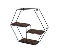 Etagère murale HWC-K76 3 étagères en métal 43x49x11cm brun foncé