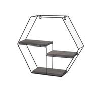 Etagère murale HWC-K76 3 étagères métal 43x49x11cm gris foncé
