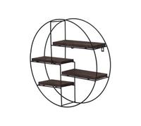 Etagère murale HWC-K76 4 étagères en métal 45x45x11cm brun foncé