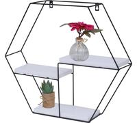 Mendler Étagère Murale HWC-K76, Étagère Suspendue Étagère Flottante, 3 étagères en métal Massif-Bois Industriel 43x49x11cm - Blanc