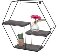 Étagère murale HWC-K76, Étagère suspendue Étagère flottante, 3 étagères Métal massif-bois industriel 43x49x11cm ~ gris foncé