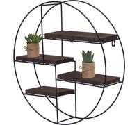 Étagère murale HWC-K76, Étagère suspendue Étagère flottante, 4 étagères en métal massif-bois industriel 45x45x11cm ~ brun foncé