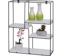 Mendler Étagère Murale HWC-K76, Étagère Suspendue Étagère Flottante, 4 étagères Métal Massif-Bois Industriel 51x40x11cm - Blanc