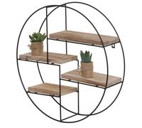 Étagère Murale HWC-K76, Étagère Suspendue Étagère Flottante, 4 étagères Métal Bois Massif Industriel 45x45x11cm - Naturel