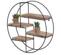 Étagère Murale HWC-K76, Étagère Suspendue Étagère Flottante, 4 étagères Métal Bois Massif Industriel 45x45x11cm - Naturel