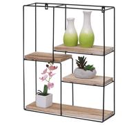 Étagère Murale Hwc-K76, Étagère Suspendue Étagère Flottante, 4 Étagères Métal Bois Massif Industriel 51x40x11cm Naturel Multicolore