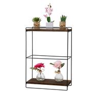 Mendler Etagère Murale HWC-K77, étagère Suspendue Etagère de Cuisine, Bois Massif métal Industriel 2 étagères 50x35x17cm - Brun foncé