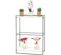 Etagère murale HWC-K77, étagère suspendue Etagère de cuisine, bois massif métal industriel 2 étagères 50x35x17cm ~ blanc