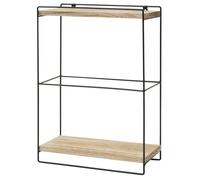 Etagère murale HWC-K77 - étagère suspendue Etagère de cuisine - bois massif métal industriel 2 étagères 50x35x17cm - naturel