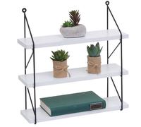 Étagère murale HWC-K78, Étagère suspendue Étagère flottante, 3 étagères en métal massif-bois industriel 40x40x13cm ~ blanc