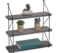 Étagère murale HWC-K78, Étagère suspendue Étagère flottante, 3 étagères Métal massif-bois industriel 40x40x13cm ~ gris foncé