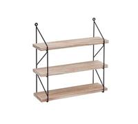 Étagère Murale Hwc-K78, Étagère Suspendue Étagère Flottante, 3 Étagères Métal Bois Massif Industriel 40x40x13cm Naturel Multicolore