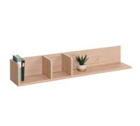 Etagère Murale Hwc-M48, Étagère Suspendue Etagère En Bois Flottante, 3 Compartiments En Bois Massif De Manguier 20x120x21cm Beige Multicolore