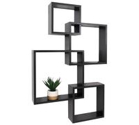 Étagère murale HWC-P23, étagère suspendue, décoration murale, étagère suspendue, étagère cubique, étagère design, 4 étagères MVG noir Noir