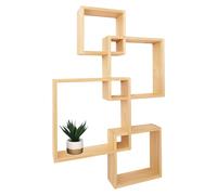 Étagère murale HWC-P23, étagère suspendue, décoration murale, étagère suspendue, étagère cubique, étagère design, 4 étagères MVG naturel Marron