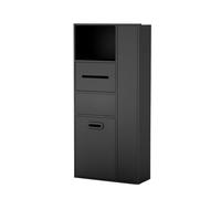 Étagère murale incurvée en acier inoxydable avec rangement intégré Idéal pour salle de bain, cuisine, chambre à coucher Noir 43 x 14 x 82 cm