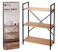 Étagère murale industrielle 3 niveaux - métal noir et bois mdf 84cm