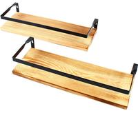 étagère murale industrielle à 2 niveaux Étagère en bois cuisine Étagère de salle de bain Wandboard Étagère flottante brun clair