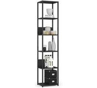 Étagère murale industrielle AKORD Noire 40 cm façade Noire 6 étagères 40x32x192 cm Noir G