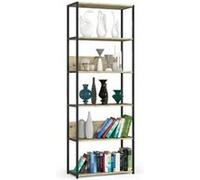 Étagère murale industrielle AKORD Noire 70 cm façade Chêne Artisan 6 étagères 70x32x192 cm Noir / Chêne Artisan G