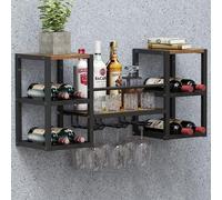 Étagère murale industrielle avec porte-verres et rangement Vendos85