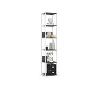 Etagère murale industrielle Blanche 40 cm façade Grise 6 étagères 40x32x192 cm