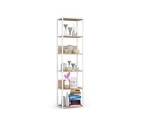 Etagère murale industrielle Blanche 50 cm façade Chêne Sonoma 6 étagères 50x32x192 cm