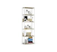 Etagère murale industrielle Blanche 60 cm façade Chêne Artisan 6 étagères 60x32x192 cm