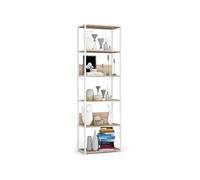 Etagère murale industrielle Blanche 60 cm façade Chêne Sonoma 6 étagères 60x32x192 cm