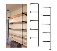 Étagère murale industrielle en fer à 5 étagères, support d'étagère vintage rétro à suspendre au plafond, étagère de rangement pour bureau, chambre et cuisine (2 pièces x 5 niveaux, 172,7 cm de haut,