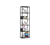 AKORD Bibliotheque de Salon à 6 étagères 50 cm | Industrielle, Style Loft | Ouvert | Structure Squelettique | Debout pour Les Chambres à Coucher, Les Cuisines | Etagere Bois/Metal | Noir