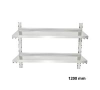 Étagère murale inox double - 1200 x 400 mm - système crémaillère réglable - inox haute qualité - cuisine pro