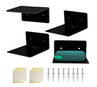 Étagère murale invisible | Barre d'affichage des | Étagère flottante miniature en acrylique transparent, 4 pièces | Accessoires de fixation d'ancrage autocollant double face | Organisateur de p