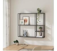 [en.casa] Étagère Murale Élégante pour Salon Chambre Cuisine Entrée Couloir Meuble de Rangement avec Compartiments Ouverts Acier 90 x 100 x 18 cm Noir