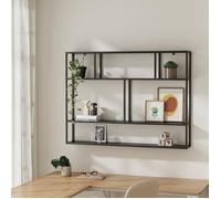 [en.casa] Étagère Murale Élégante pour Salon Chambre Cuisine Entrée Couloir Meuble de Rangement avec Compartiments Ouverts Acier 90 x 120 x 18 cm Noir