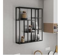 [en.casa] Étagère Murale Élégante pour Salon Chambre Cuisine Entrée Couloir Meuble de Rangement avec Compartiments Ouverts Acier 90 x 75 x 18 cm Noir