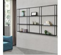 [en.casa] Étagère Murale Design à 9 Surfaces de Stockage Meuble de Rangement en Fer Capacité de Charge 5 kg par Tablette 160 x 18 x 110 cm Noir