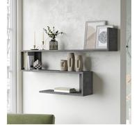 Étagère murale Kitee à 3 niveaux 71,5 x 120 x 14,5 cm effet béton