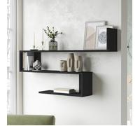en.casa Étagère murale 3 niveaux meuble de rangement design – Mélaminé 72×120×15 cm – Noir