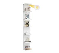 Étagère murale LED à 7 niveaux, étroite, blanche, 195 cm | Avec télécommande, 3 couleurs de lumière, fonction variateur et minuterie - Étagère décorative peu encombrante pour salon