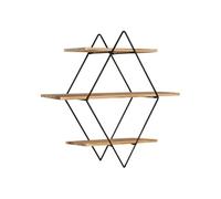 Etagère murale losange LILY 3 niveaux bois et métal design industriel