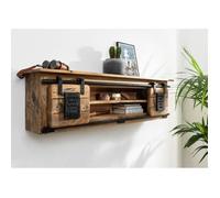 Étagère murale - MASSIVMOEBEL24 - Manguier laqué Gris - Industriel - Loft - 130x25 cm