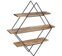 Étagère Murale Hwc-A80, Design Industriel, Bois Véritable, 60x66x12cm Marron Multicolore